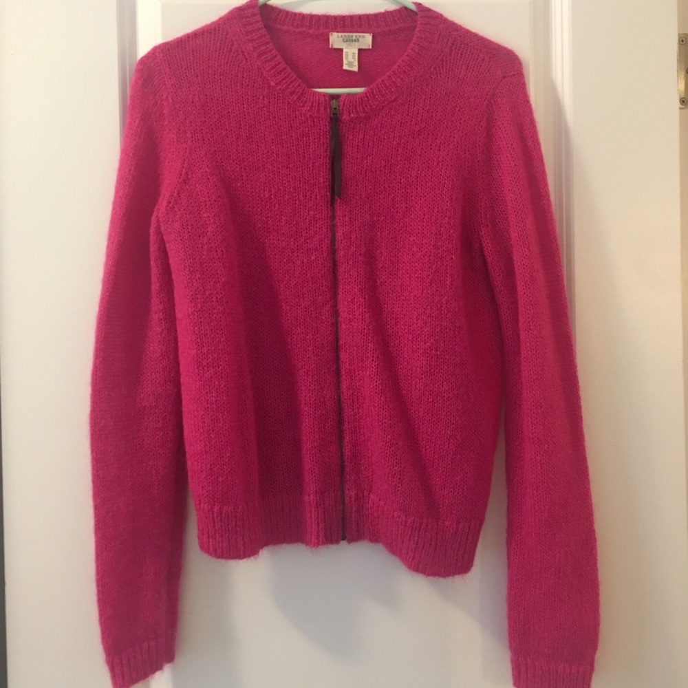 Land’s End Canvas bright pink cardigan sweater XS